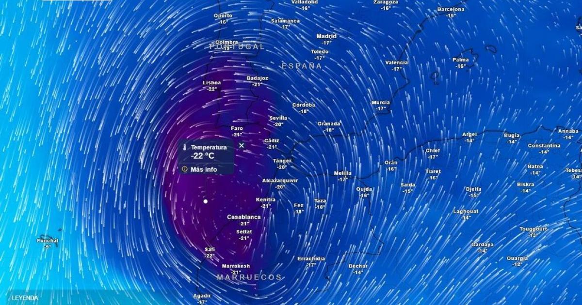 La actual DANA, sobre el golfo de Cádiz