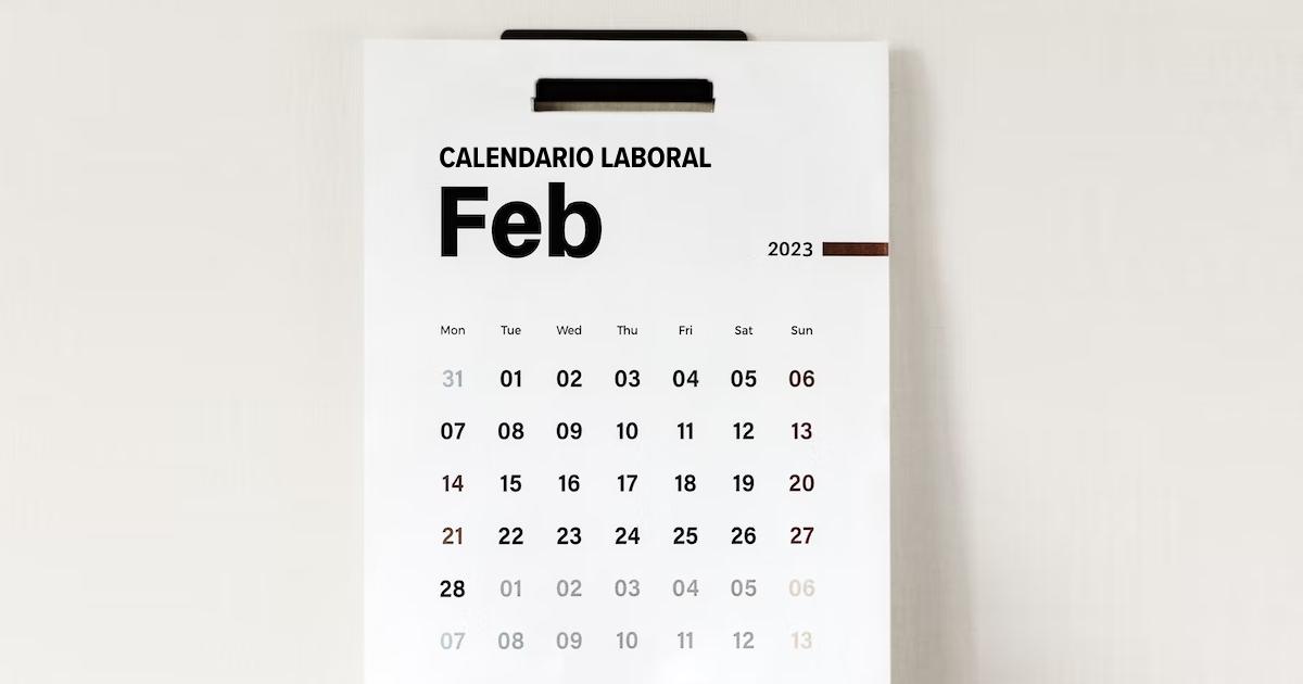 Calendario laboral febrero 2023