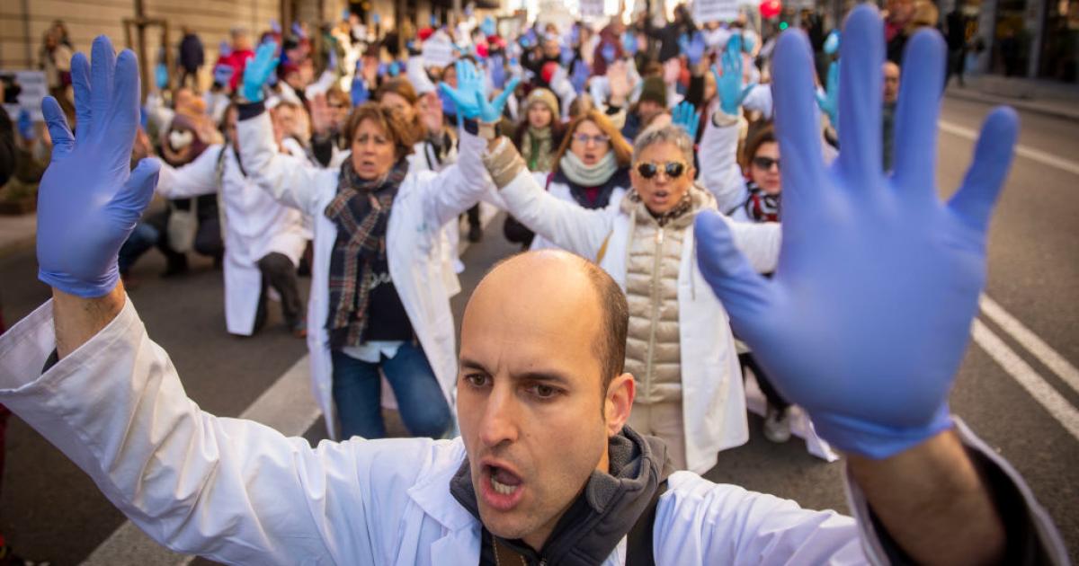 Protesta de médicos de Primaria en Madrid a principios de Febrero de 2023.