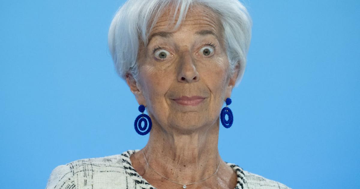 Christine Lagarde, con gesto de asombro