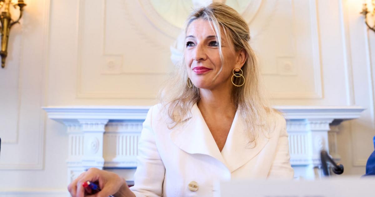 La vicepresidenta segunda y responsable de Sumar, Yolanda Díaz, durante un acto de la Universidad Internacional Menéndez Pelayo (UIMP).