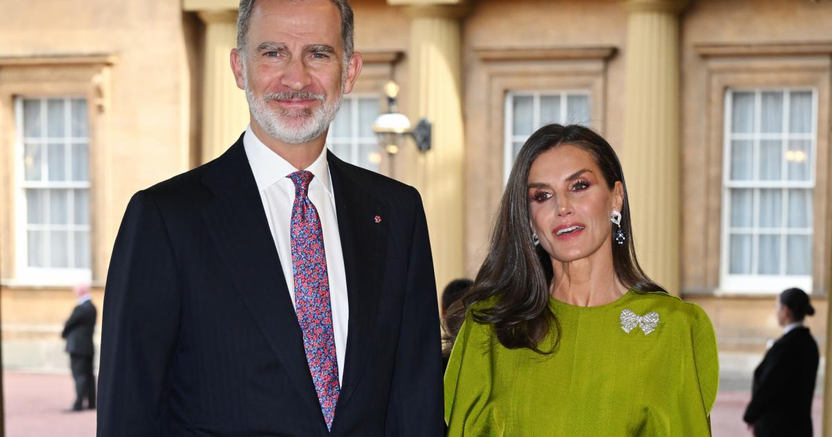 Los reyes Felipe y Letizia, en la recepción previa a la coronación de Carlos III en Londres el 5 de mayo de 2023.