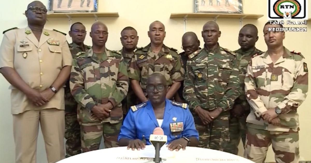 La junta militar de Níger en su última aparición televisiva.