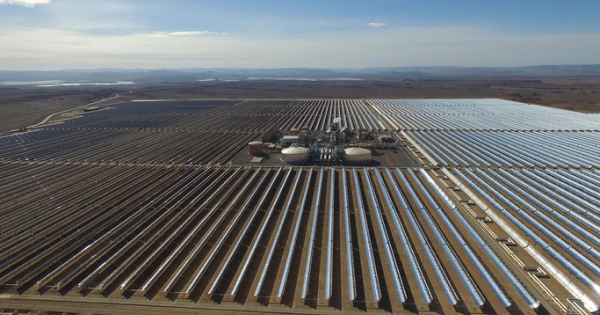 Planta solar de Ouarzazate, también conocida como estación energética de Noor en Marruecos.