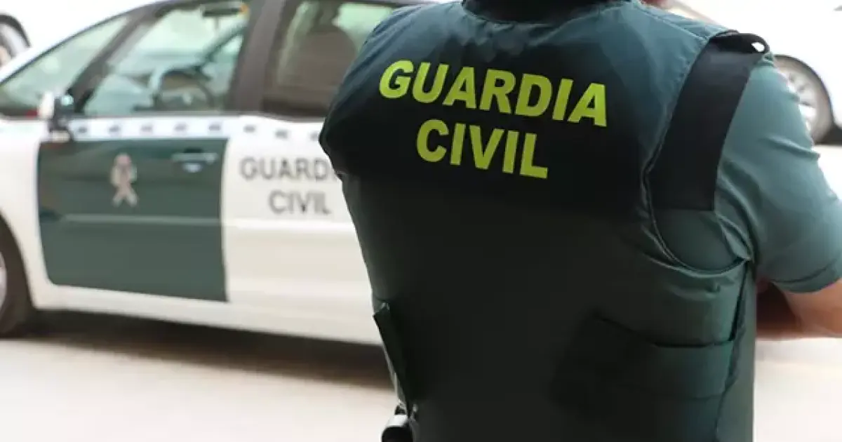 Un agente de la Guardia Civil, de espaldas, junto a un vehículo oficial.