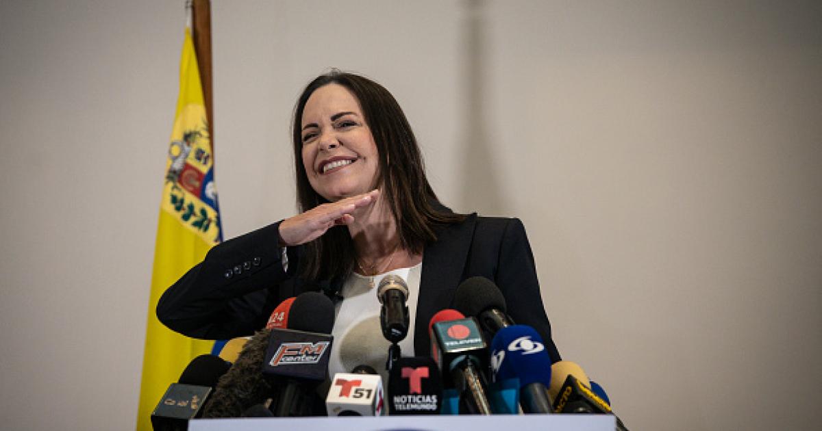 María Corina Machado, líder candidata oposición Vente Venezuela, tras conocer su victoria en las primarias para las presidenciales.