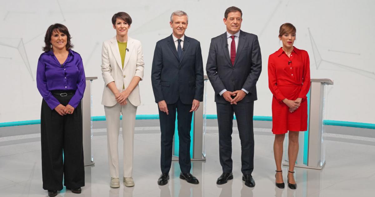 Faraldo, Pontón, Rueda, Gómez Besteiro y Lois, en el debate de TVG para las elecciones gallegas