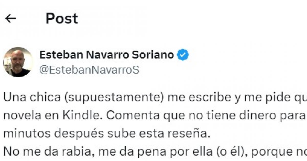El tuit del escritor Esteban Navarro