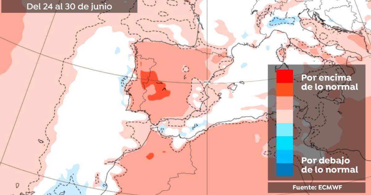 Mapa de previsión del tiempo compartido por Roberto Brasero