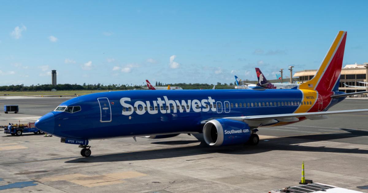 Un Boeing 737 Max de la aerolínea Southwest Airlines, en el aeropuerto de Honolulu.