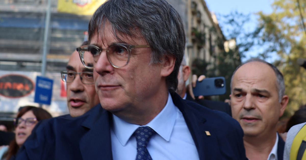 Carles Puigdemont, en Barcelona, antes de fugarse por segunda vez.