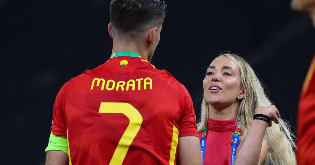 Alice Campello y Álvaro Morata, celebrando la victoria de España en la Eurocopa.