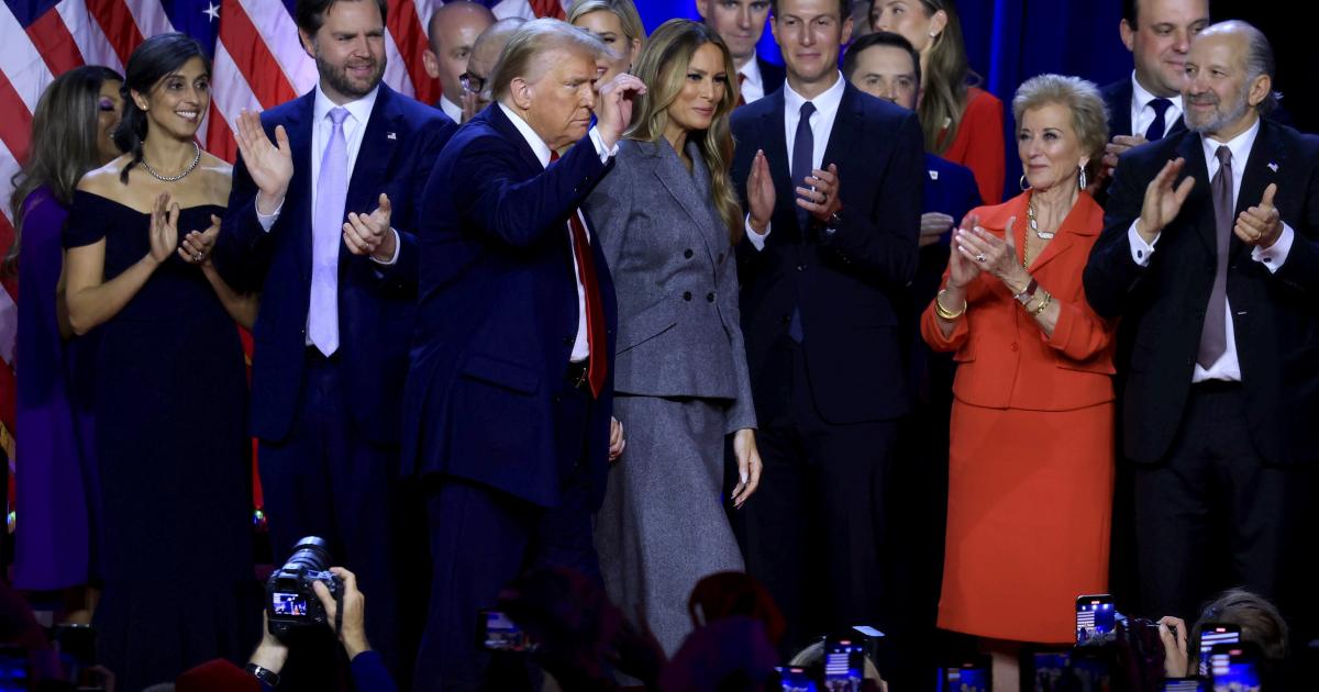 Donald Trump y Melania, en la celebración de los resultados de las elecciones de EEUU de 2024.