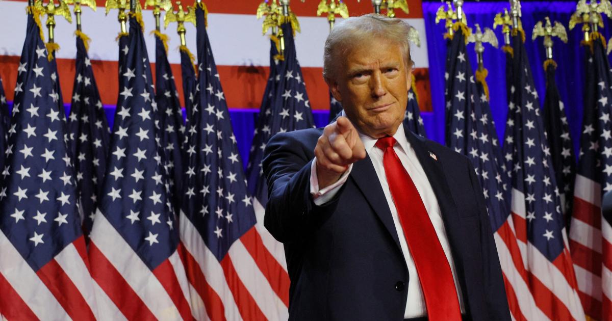 El candidato republicano Donald Trump, en el Palm Beach County Convention Center, cuartel general de la campaña en Florida.