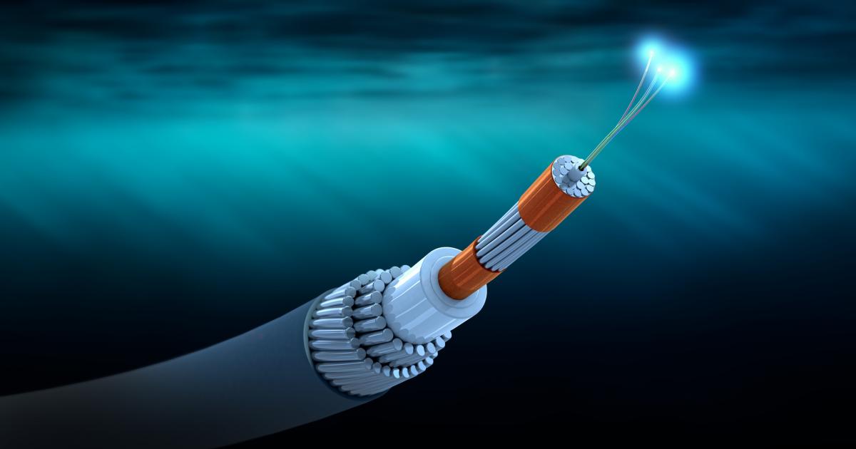 Ilustración 3D de un cable submarino.