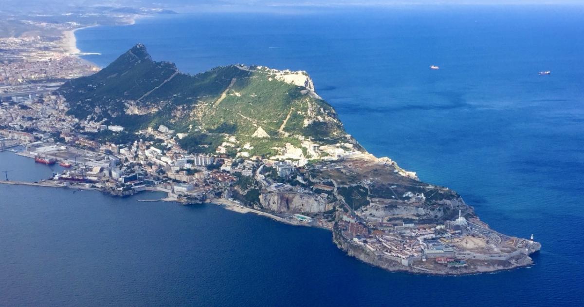 Vista aérea del Peñón de Gibraltar.