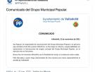 La responsable del tuit del PP sobre el alcalde de Valladolid pide perdón en un comunicado