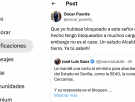 El alcalde de Sevilla dice que Óscar Puente lo ha bloqueado en X: el ministro lo ve y así reacciona