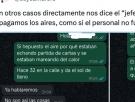 Un camarero pone el aire en el bar en el que trabaja y le llega este indignante whatsapp de su jefe