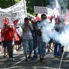 Unos 5.000 trabajadores del carbón, según la Policía, han participado en la manifestación que terminó con disturbios.