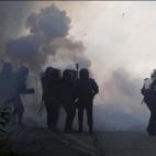 Enfrentamientos entre mineros y policía en el pozo Sotón de Hunosa, durante la decimonovena jornada la huelga indefinida de la minería del carbón