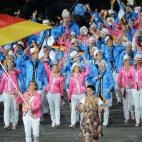 Los desfiles de los modelitos olímpicos de las distintas delegaciones. En la foto Alemania.