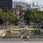 Aspecto del parque en recuerdo a las víctimas de Hiroshima durante el homenaje realizado con motivo del 67 aniversario de la explosión nuclear.