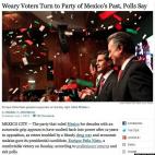 El diario estadounidense titula: "Los votantes cansados de vuelta al partido del pasado de México, según encuestas"