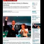 El diario británico en su versión web dice: "Peña Nieto proclama su victoria en las elecciones en México"