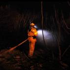 Un bombero trata de refrescar el bosque en La Gomera.
