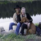 Con su esposa Lisa Niemi y sus perros
