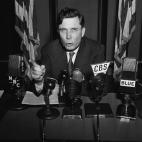 Wendell Willkie, rehearses a report to the nation at a New York City radio station on Oct. 26, 1942. Willkie was President Roosevelt's personal representative, and his Republican opponent in the 1940 presidential elections. (AP Photo/Murray Becker)