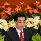 El presidente chino, Hu Jintao, da su discurso de apertura del Congreso del Partido Comunista Chino
