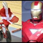 Lasse Norman Hansen (Dinamarca), oro en ciclismo en pista en la crono de 1 km, parece un superhéroe. Luce un casco tan chulo que recuerda a Ironman.