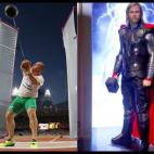 Los lanzadores de martillo o de peso parecen Thor (aquí ilustrado con Chris Hemsworth, el marido en Elsa Pataky) en acción.