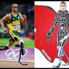 El sudafricano Oscar Pistorius ha cumplido su sueño olímpico en Londres. Usa prótesis de titanio y John Toth le ha dibujado como tal.
