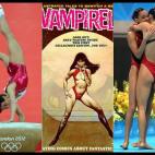 De ninguna manera van como Vampirella , pero seguro que a ella le encantarían los trajes de las gimnastas y las nadadoras de sincronizada.