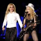 Madonnaen el estadio Dodger, junto a Britney Spears, noviembre de 2008