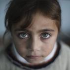 Una niña palestina en un salón de clases de una escuela de la ONU en Gaza. 