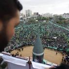 Gaza celebra el aniversario del movimiento islamista con la presencia por primera vez en la Franja de su líder, Khaled Meshall.