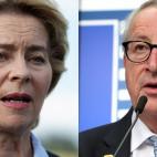La alemana Ursula von der Leyen y el luxemburgués Jean-Claude Juncker, nueva presidenta de la CE y presidente saliente. 