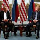 Junio de 2013. Baracko Obama y Vladimir Putin, presidentes de EEUU y Rusia, respectivamente, durante un encuentro bilateral durante la cumbre del G8 celebrada en Irlanda del Norte.