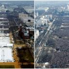 Enero de 2019 y enero de 2009. La diferencia entre las personas que asistieron en Washington a la toma de posesi&oacute;n de Donald Trump como presidente de EEUU y las que asistieron a la de Barack Obama.