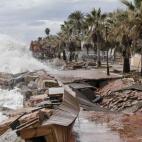 Paseo marítimo de Almenara (Castellón), seriamente afectado por el temporal, fenómenos extremos originados por el cambio climático.