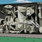 Nelson hace un grafiti con el cuadro de Picasso en el colegio de Springfield en el cap&iacute;tulo El S&uacute;per Homer. Temporada: 21. Episodio: 442. A&ntilde;o: 2009.