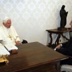 Italian Prime Minister Mario Monti, right, and Pope Benedict XVI meet during an official visit at the Vatican Saturday, Jan. 14, 2012. (AP Photo/Max Rossi, Pool)