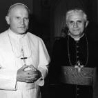 FILE - In this 1979 file photo, Pope John Paul II, left, poses with Cardinal Joseph Ratzinger of Munich, who was named on Nov. 25, 1981, Prefect of the Congregation for the Doctrine of the Faith and President of the Pontifical Biblical Commissio...