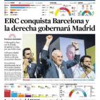 "ERC conquista Barcelona y la derecha gobernar&aacute; Madrid".