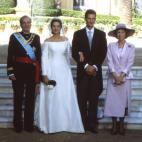 En la boda de la infanta Cristina e I&ntilde;aki Urdangar&iacute;n en 1997 en la catedral de Santa Eulalia.