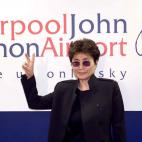 Yoko Ono, widow of singer John Lennon from the Beatles, visiting Liverpool Airport, which is to be named after her late husband when its new terminal opens to the public in Spring 2002. * The new logo for the airport includes the famous self-...